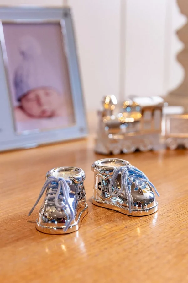 Silver Baby Boy Booties Tooth & Curl