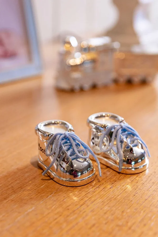 Silver Baby Boy Booties Tooth & Curl