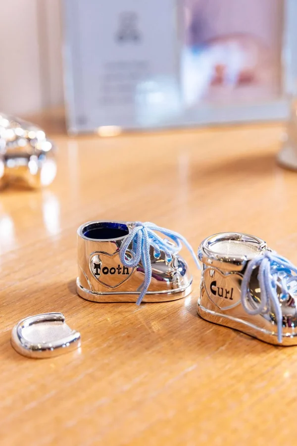 Silver Baby Boy Booties Tooth & Curl