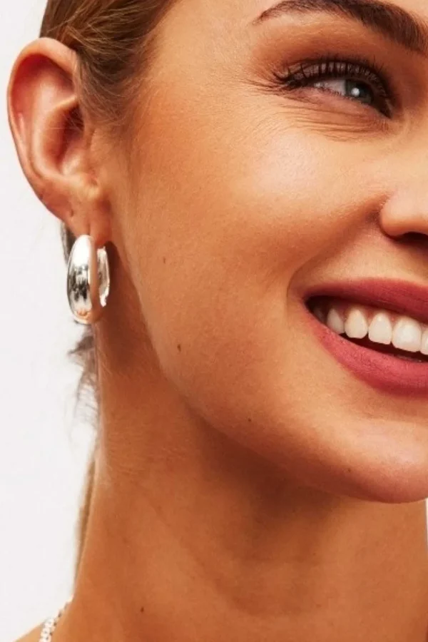 Silver Chunky Hoop Earrings