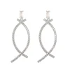 Silver Crescent Drop Earrings