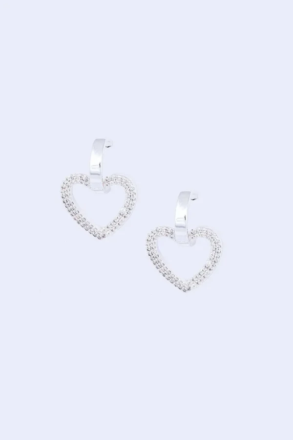 Silver Hoop & Heart Earrings