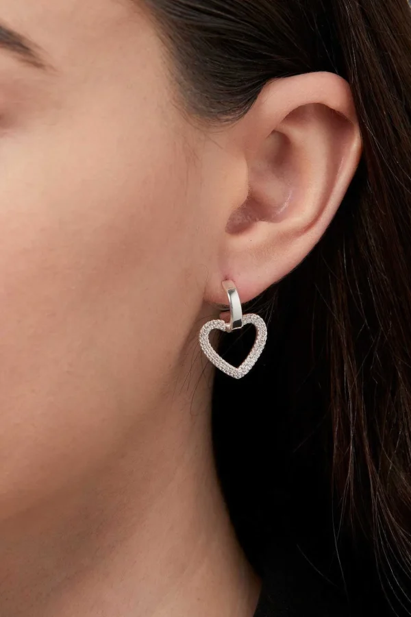Silver Hoop & Heart Earrings