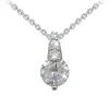 Silver Round Stone Pendant With Pave Bale