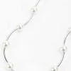 Silver Tone Curved Pearl Necklace