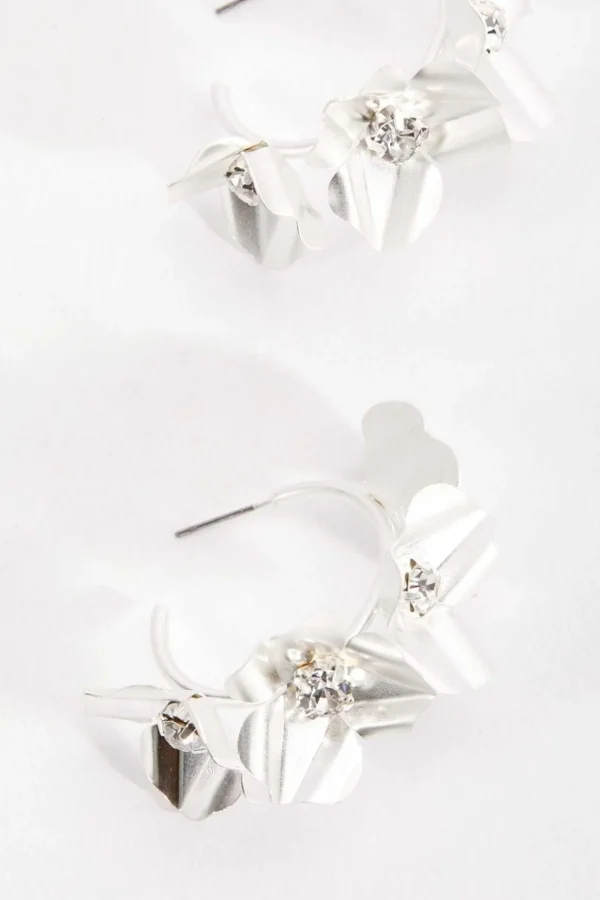 Silver Tone Flowers Earrings
