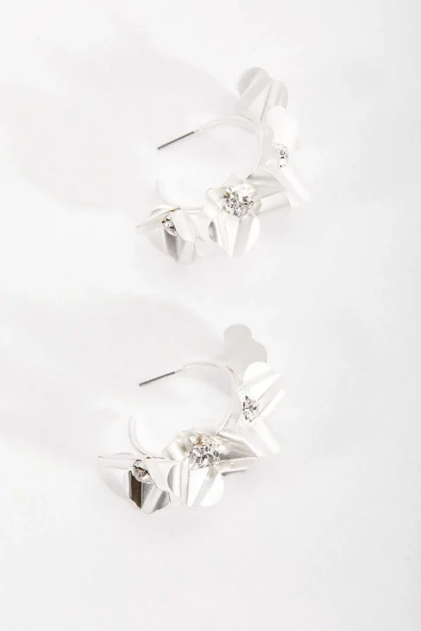Silver Tone Flowers Earrings