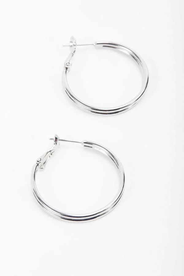 Silver Tone Hoop Earrings