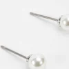 Silver Tone Pearl Stud Earring