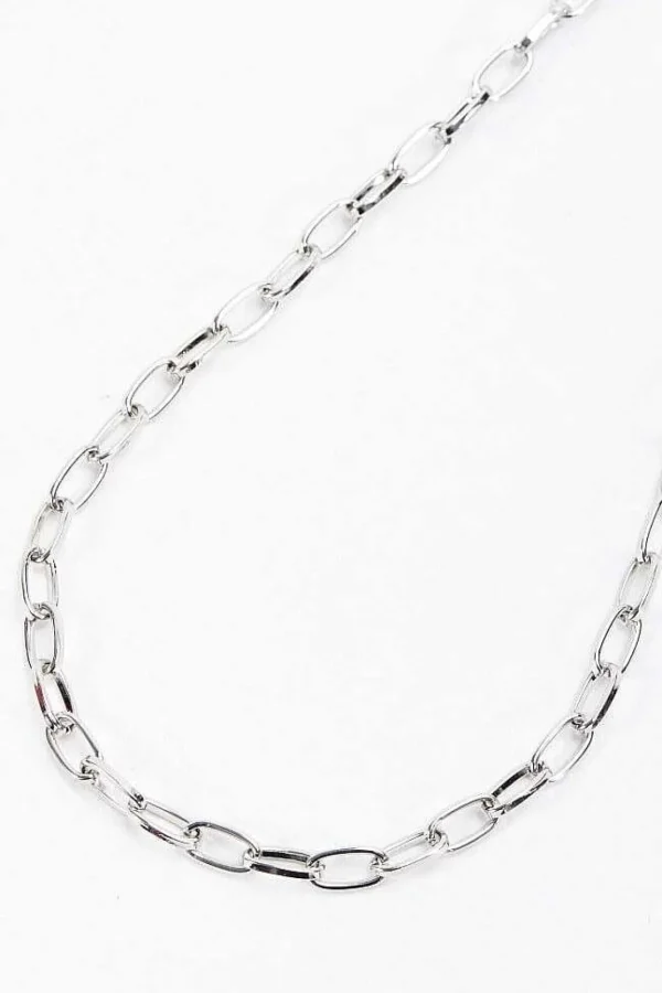 Silver Tone T-Bar Necklace
