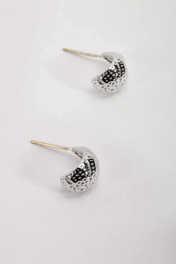 Silver Tone Textured Teardrop Earrings