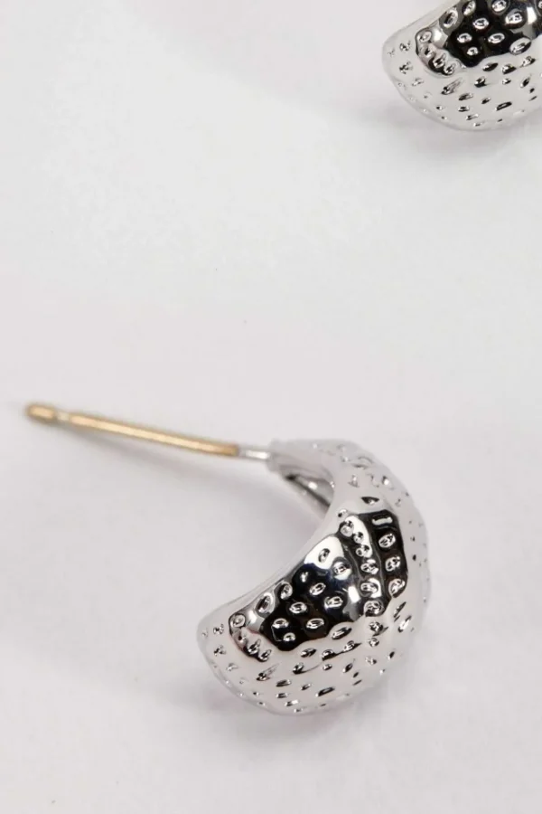Silver Tone Textured Teardrop Earrings