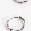 Silver Tone Twist Hoop Earrings