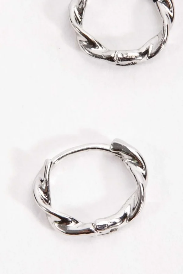Silver Tone Twist Hoop Earrings