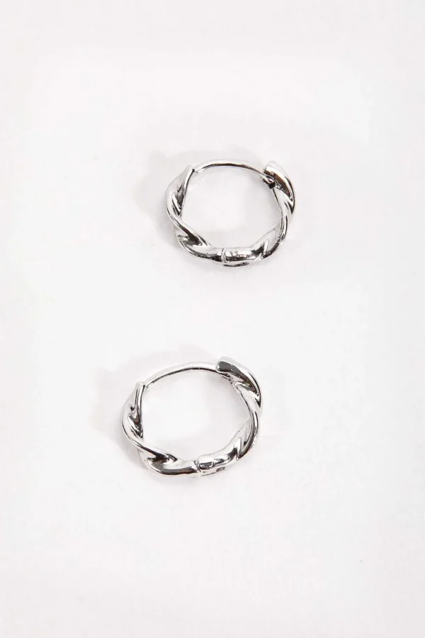 Silver Tone Twist Hoop Earrings