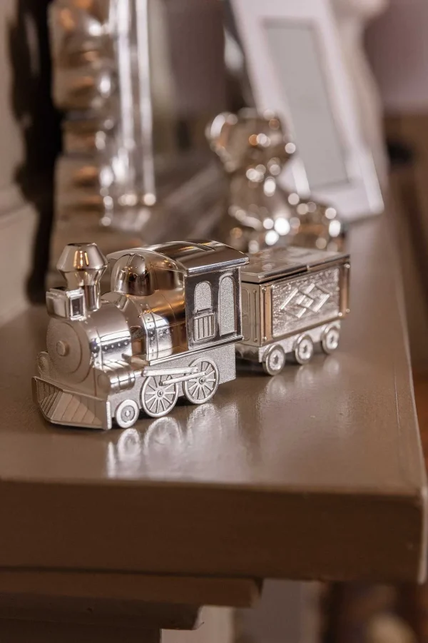 Silver Train Money Box Tooth & Curl