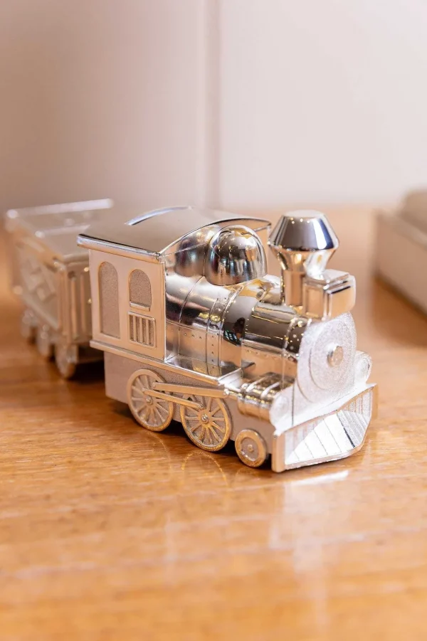 Silver Train Money Box Tooth & Curl