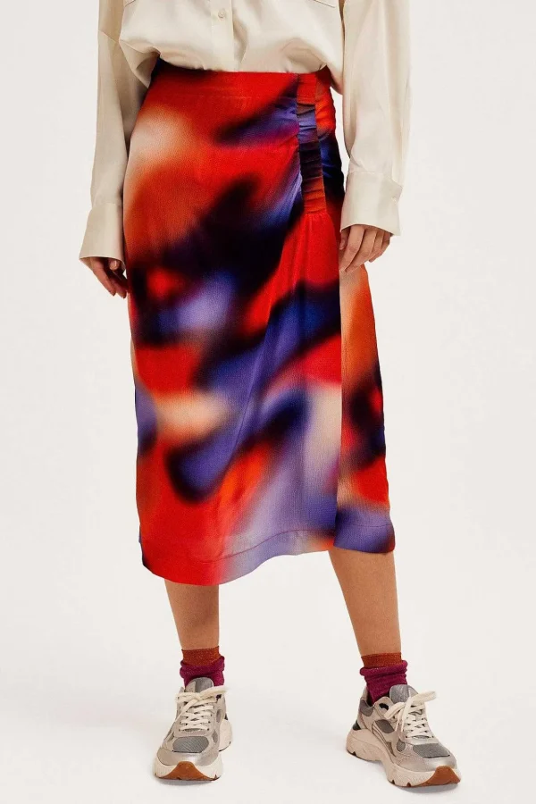 Skittle Midi Skirt In Multi Print