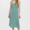 Sleeveless Dress In Green Print