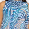 Sleeveless Halter Top In Blue Print