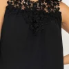 Sleeveless Lace Detail Top In Black