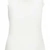 Sleeveless Lace Trim White Top