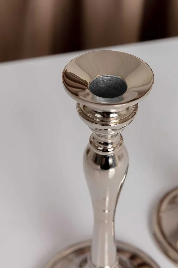 Small Silver Dinner Candle Holder