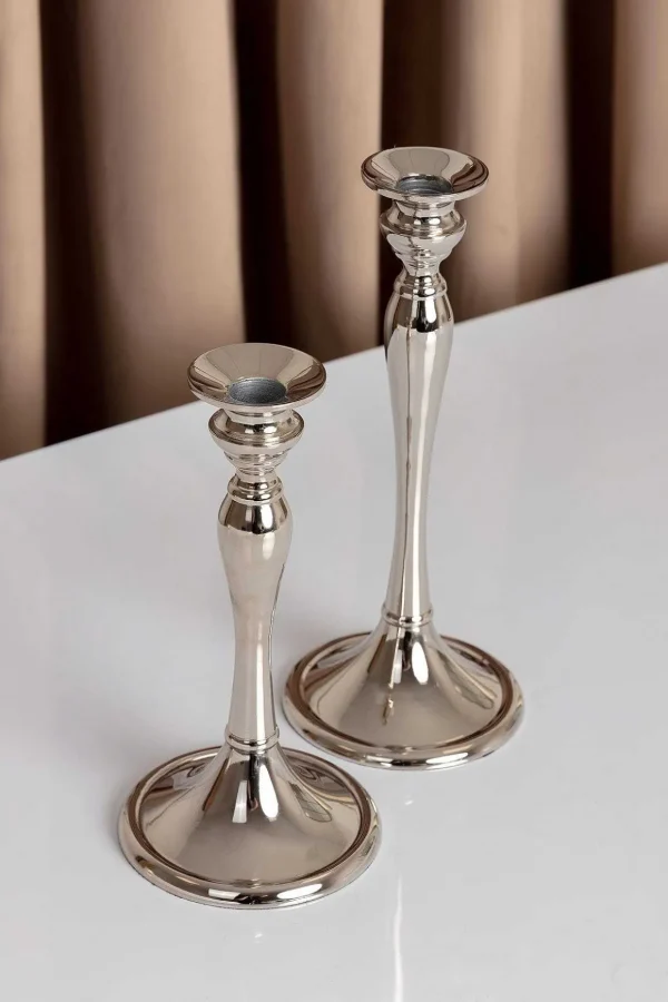 Small Silver Dinner Candle Holder