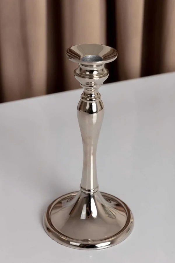 Small Silver Dinner Candle Holder