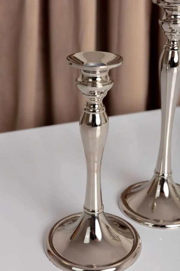 Small Silver Dinner Candle Holder