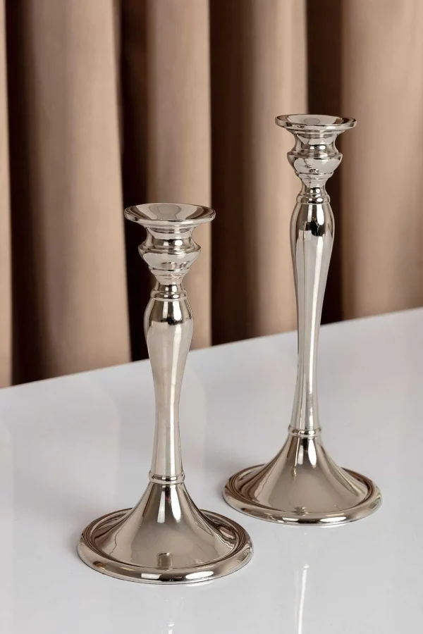 Small Silver Dinner Candle Holder