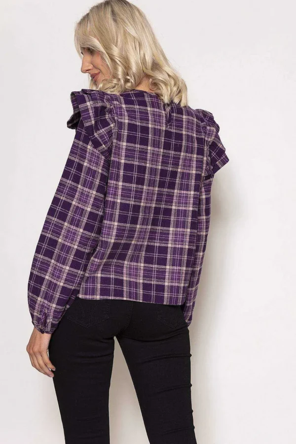 Soft Touch Ruffle Blouse In Purple