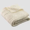 Soft White Aran Knit Throw