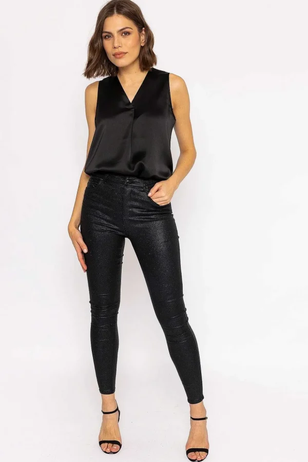 Sophia Skinny Glitter Pants In Black 32\\