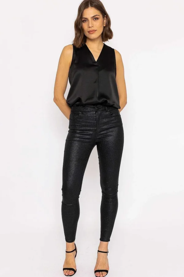 Sophia Skinny Glitter Pants In Black 30\\