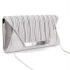 Sparkle Pleated Front Clutch In Silver
