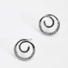 Spiral Silver Diamante Earrings