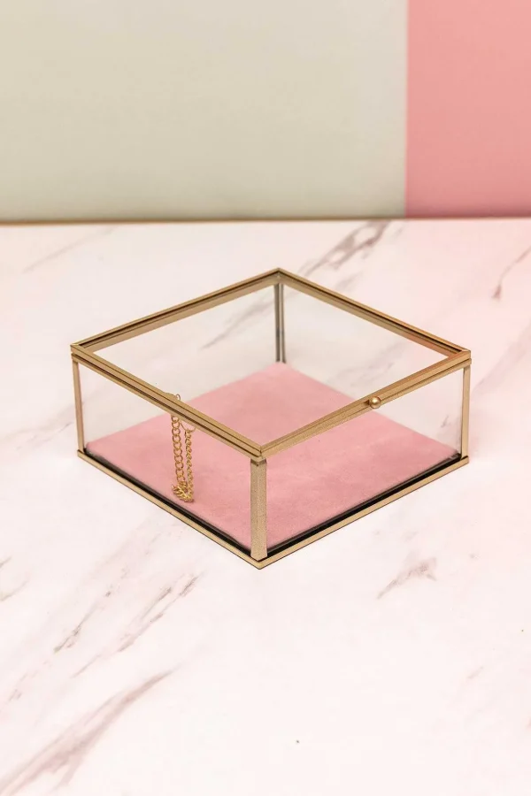 Square Glass Lidded Jewellery Box