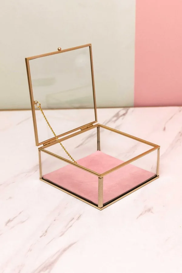 Square Glass Lidded Jewellery Box