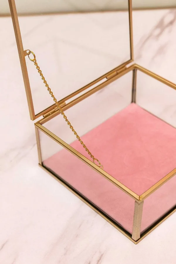 Square Glass Lidded Jewellery Box
