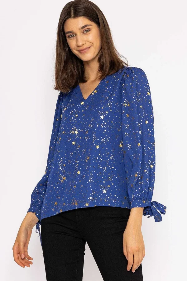 Star Print Blouse In Blue