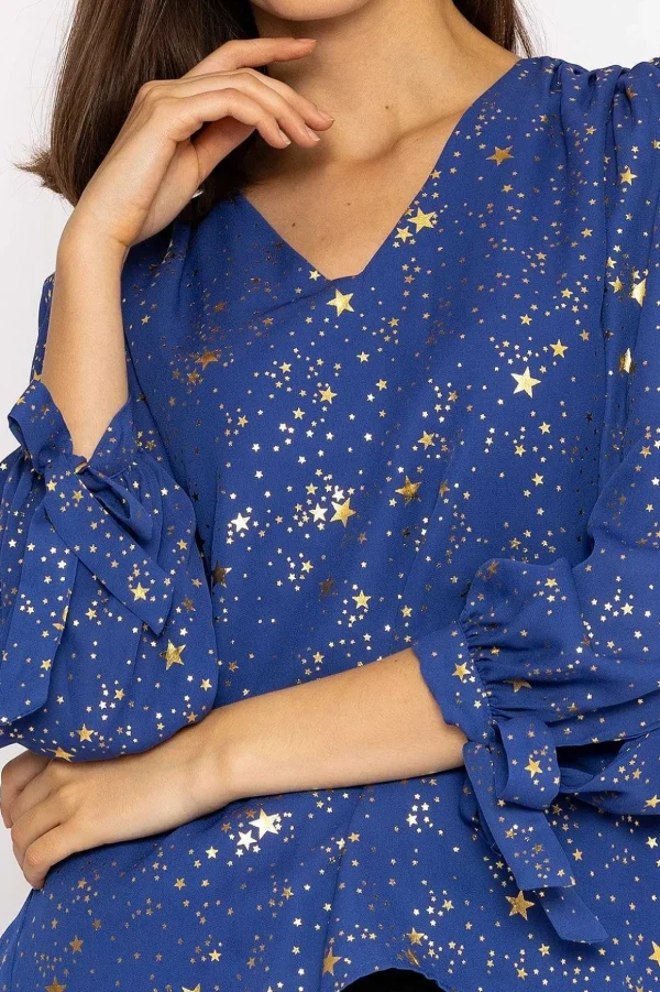 Star Print Blouse In Blue
