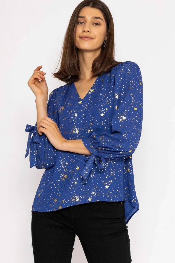 Star Print Blouse In Blue