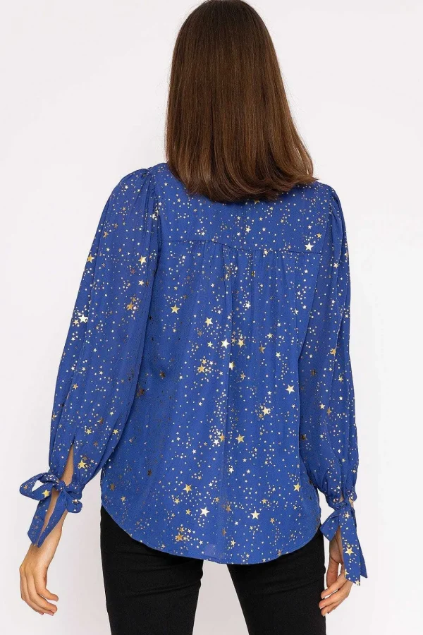 Star Print Blouse In Blue