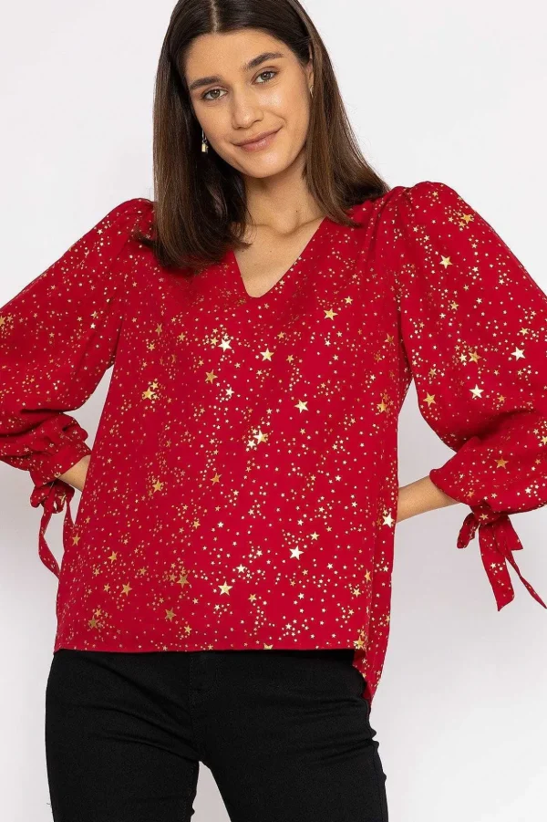 Star Print Blouse In Red