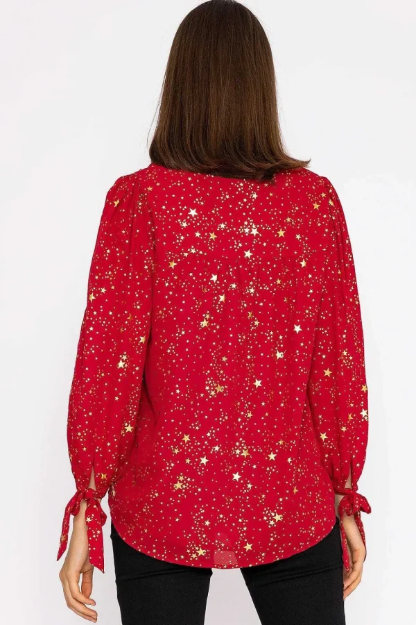 Star Print Blouse In Red