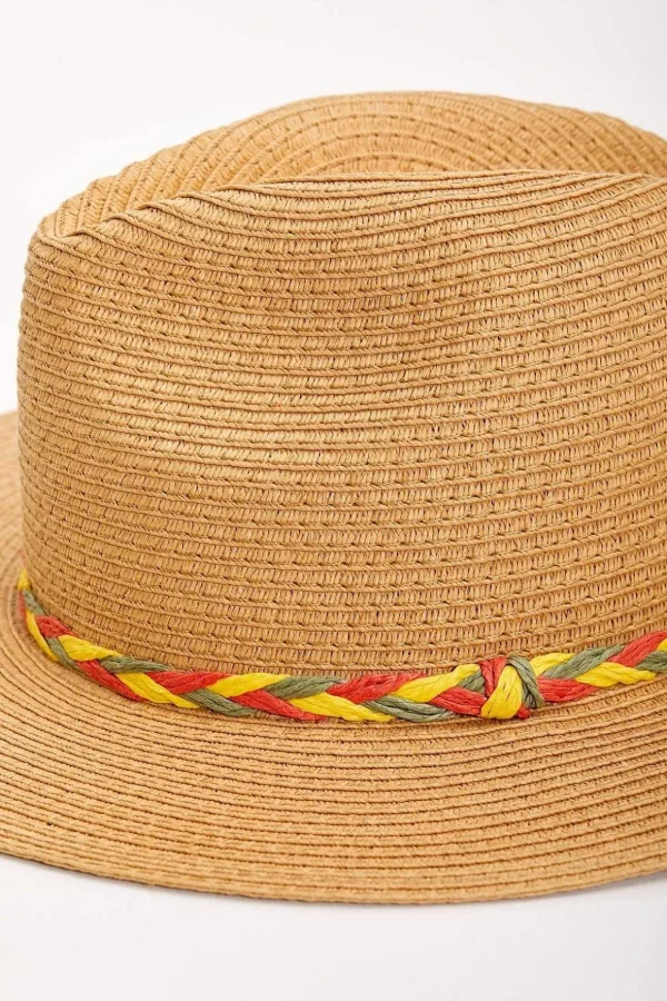 Straw Hat With Multi Trim
