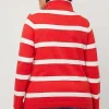 Stripe Fine Knit Turtleneck Sweater In Red