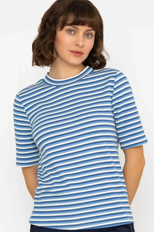 Stripe Jersey Top In Blue