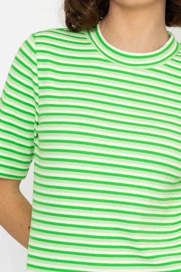Stripe Jersey Top In Green